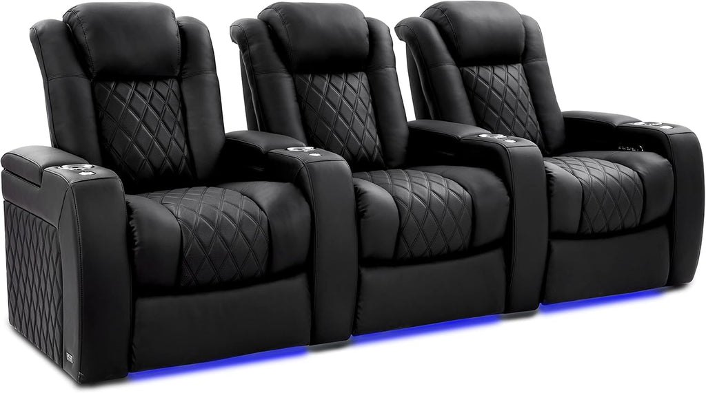 Tuscany Home Theater Seating Semi-Aniline Italian Nappa 20000 Leather Ultimate Luxury Heat & Ventilation Power