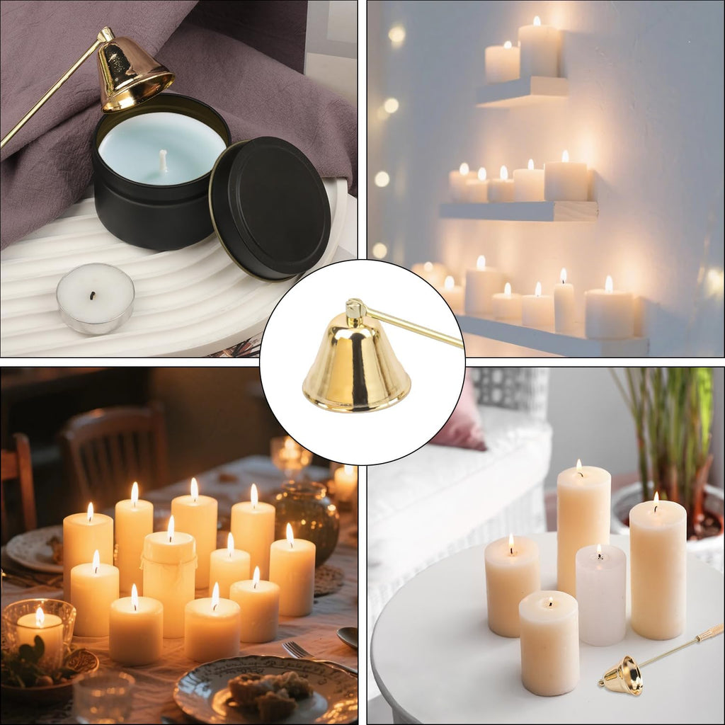 8.3 Inch Gold Candle Snuffer Set, Candle Wick Snuffer Elegant Home Décor Accessory for Scented Candles - Set of 7