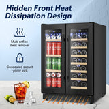 24 Inch Wine and Beverage Refrigerator, Dual Zone Wine Beverage Cooler 24" with 