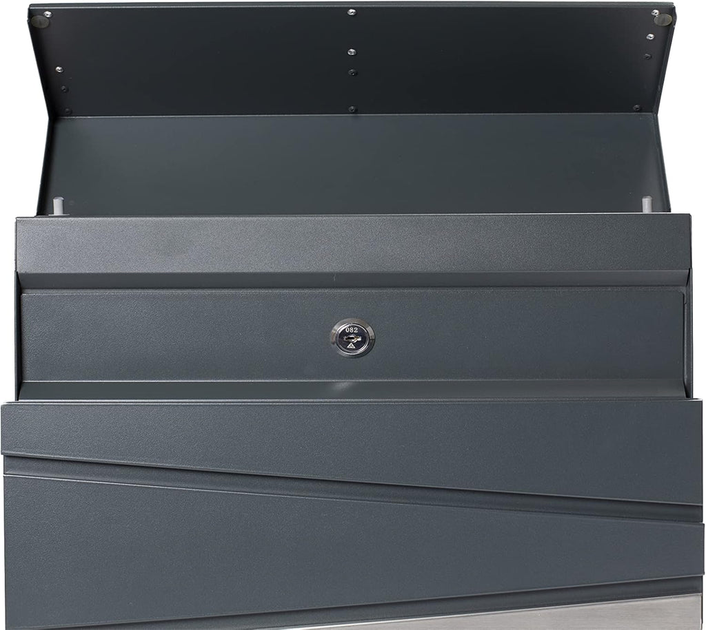 Armor E6905 Designer Letter Box Galvanised Steel with Newspaper Holder, Post Box and Newspaper Box