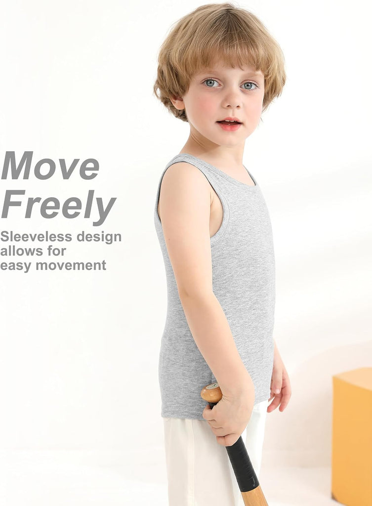 4 Pack Toddler Tank Top Boys Cotton Tank Undershirt Kids Sleeveless Undershirts Soft Round Neck Tank Tops