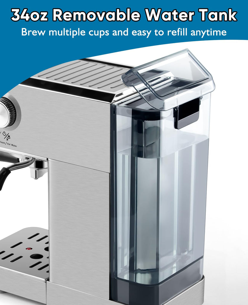 Espresso Machine with Powerful Steam Wand for Latte & Cappuccino