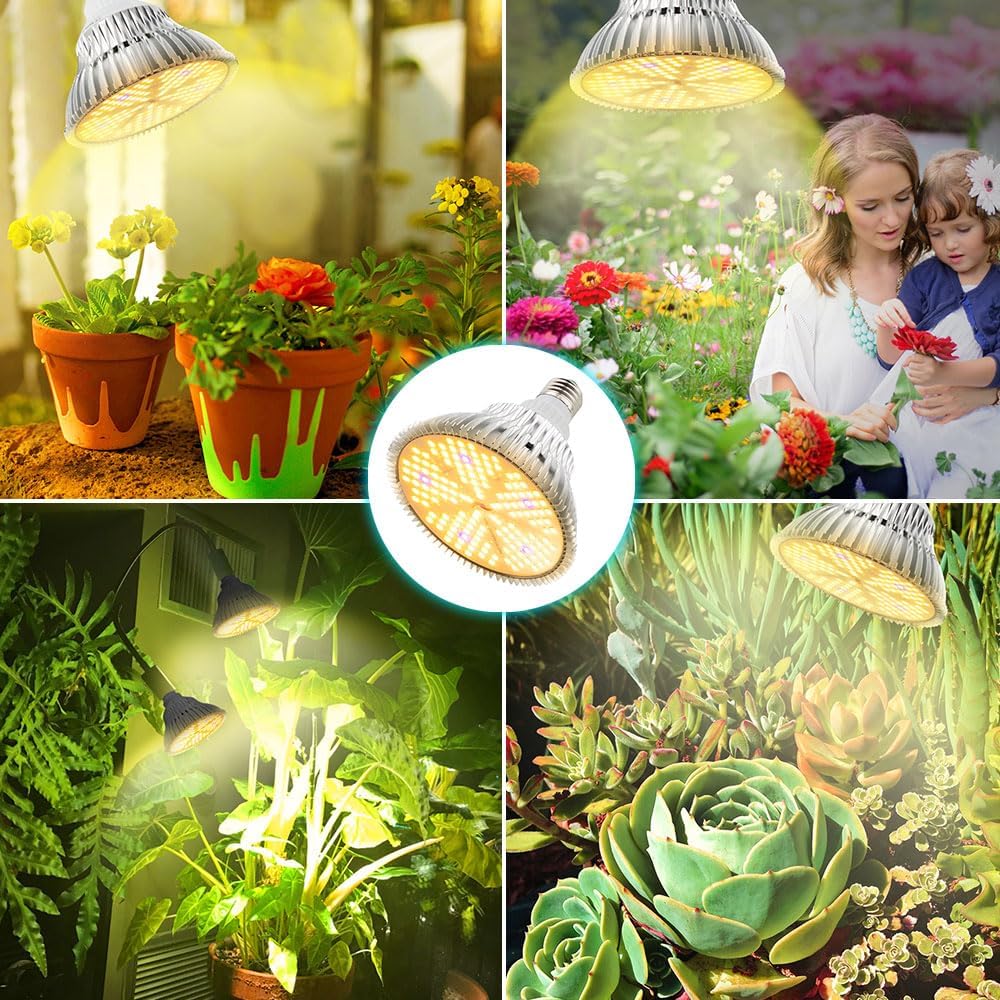100W LED Grow Light Bulb, Full Spectrum 150 LED Grow Light Bulb for Indoor Plants, E26 E27 Base Grow Light Bulbs,160