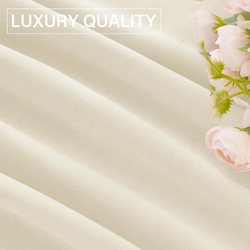 Ivory Velvet Curtains for Window - White Privacy Thermal Drapes, Elegant Decor White Backdrop Curtains 96 inches Long