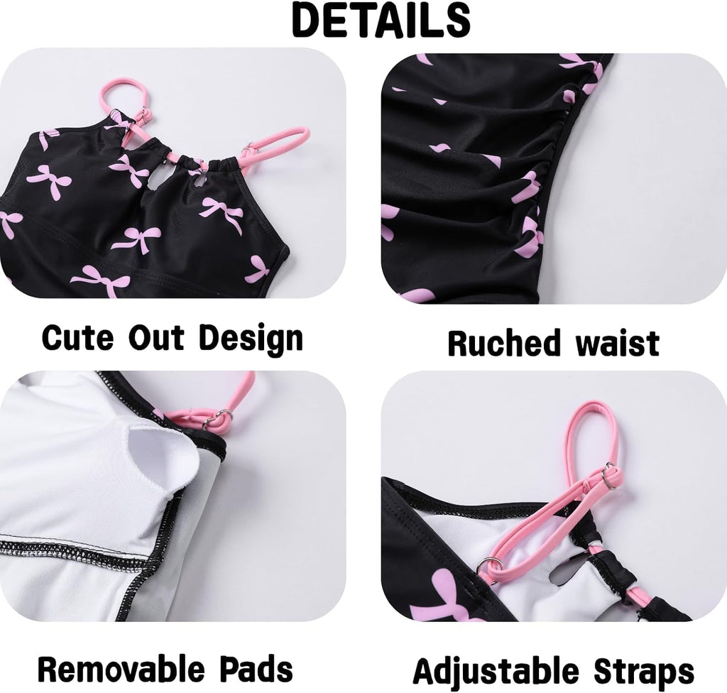 Girls Swimsiut One Piece Bathing Suit with Mesh Cover Ups Adjustable Straps Swimwear