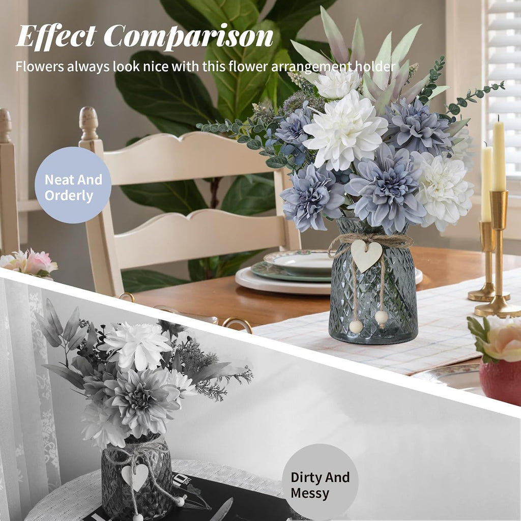 Fake Flowers in Vase,Silk Artificial Flowers in Vase,8 Dahlias