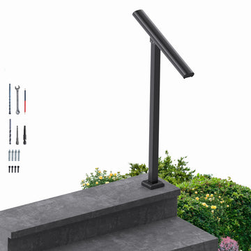 1 Step Handrail for Outdoor Steps, Premium Aluminum Alloy Railing Set, Porch Railing Kit, Free Installation Kits