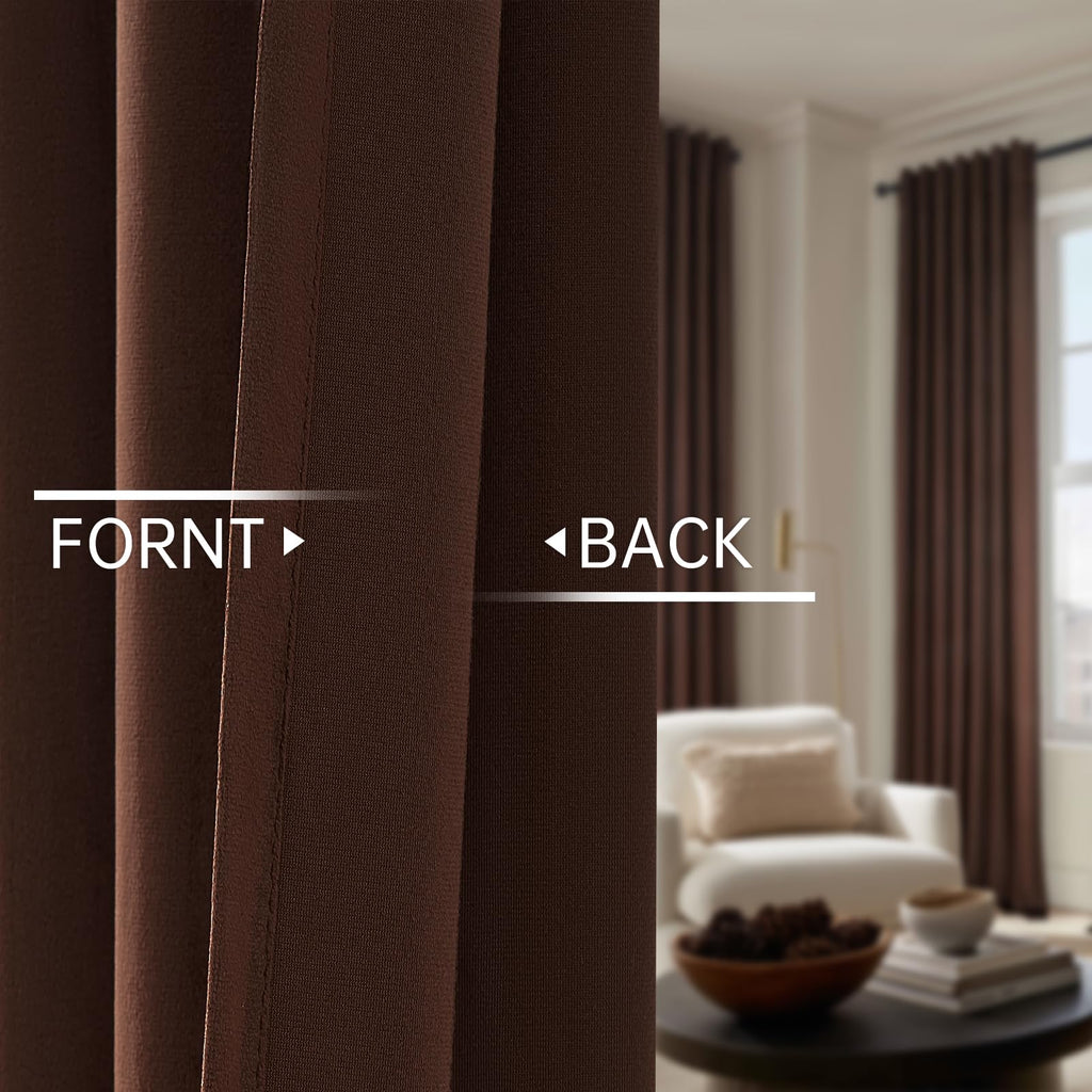Extra Long 120 Inches Long Dark Brown Velvet Curtains Heavy Thick Velvet Luxury Boho Floor to Ceiling Back Tab Room