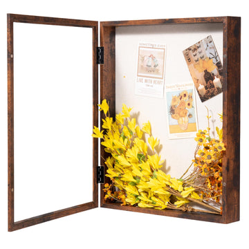 16x20 Shadow Box Picture Frame, 2.16 Deep, Real Glass, Honey Brown
