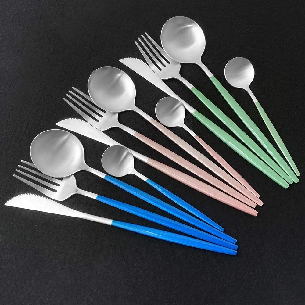 36pieces Rose Gold Matte Flatware Set 304 Stainless Steel Dinnerware Knife Dessert Fork Spoon Dinner Silverware