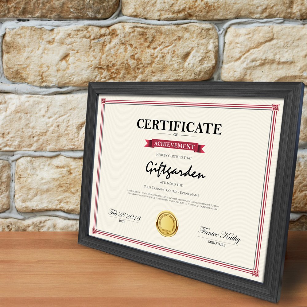 8.5x11 Picture Frames Diploma Certificate Document Award 8.5 x 11 Frame Black, Wall or Tabletop, Set of 6