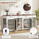 86.7 in Dog Crate Furniture for 2 Dogs, Extra Large Double Dog Cage Furniture TV Stand with Removable Divider