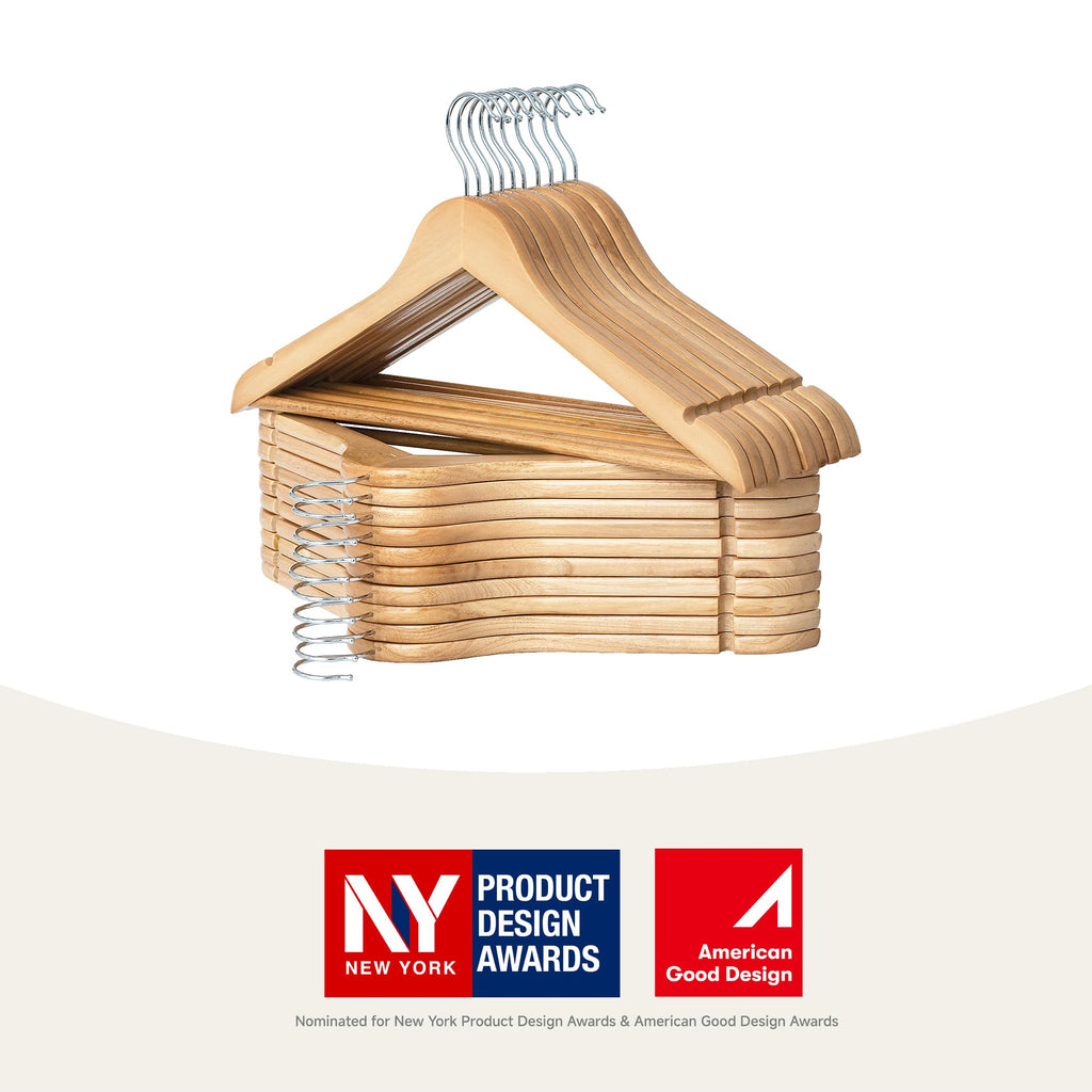 Wooden Coat Hangers, 20 Pack Wood Clothes Hanger for Closet