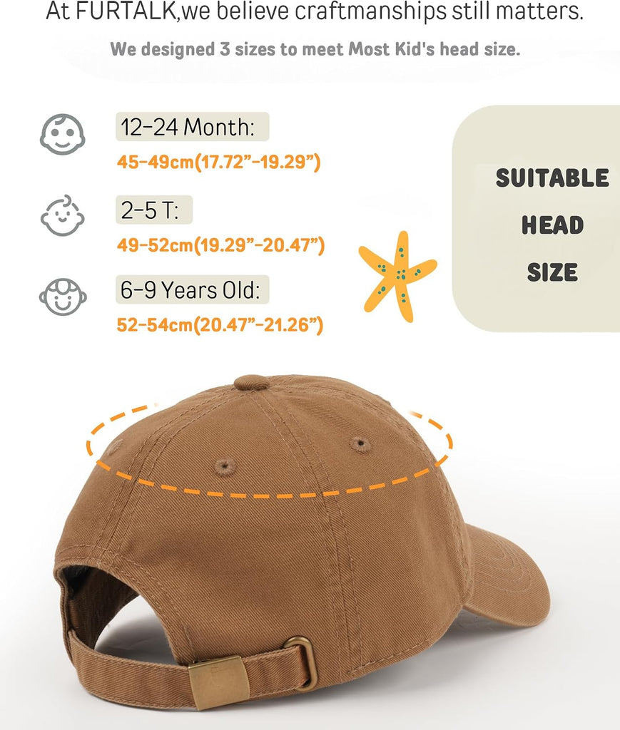 Toddler Baseball Hat Kids Boys Girls Adjustable Washed Cotton Baseball Cap with Ponytail