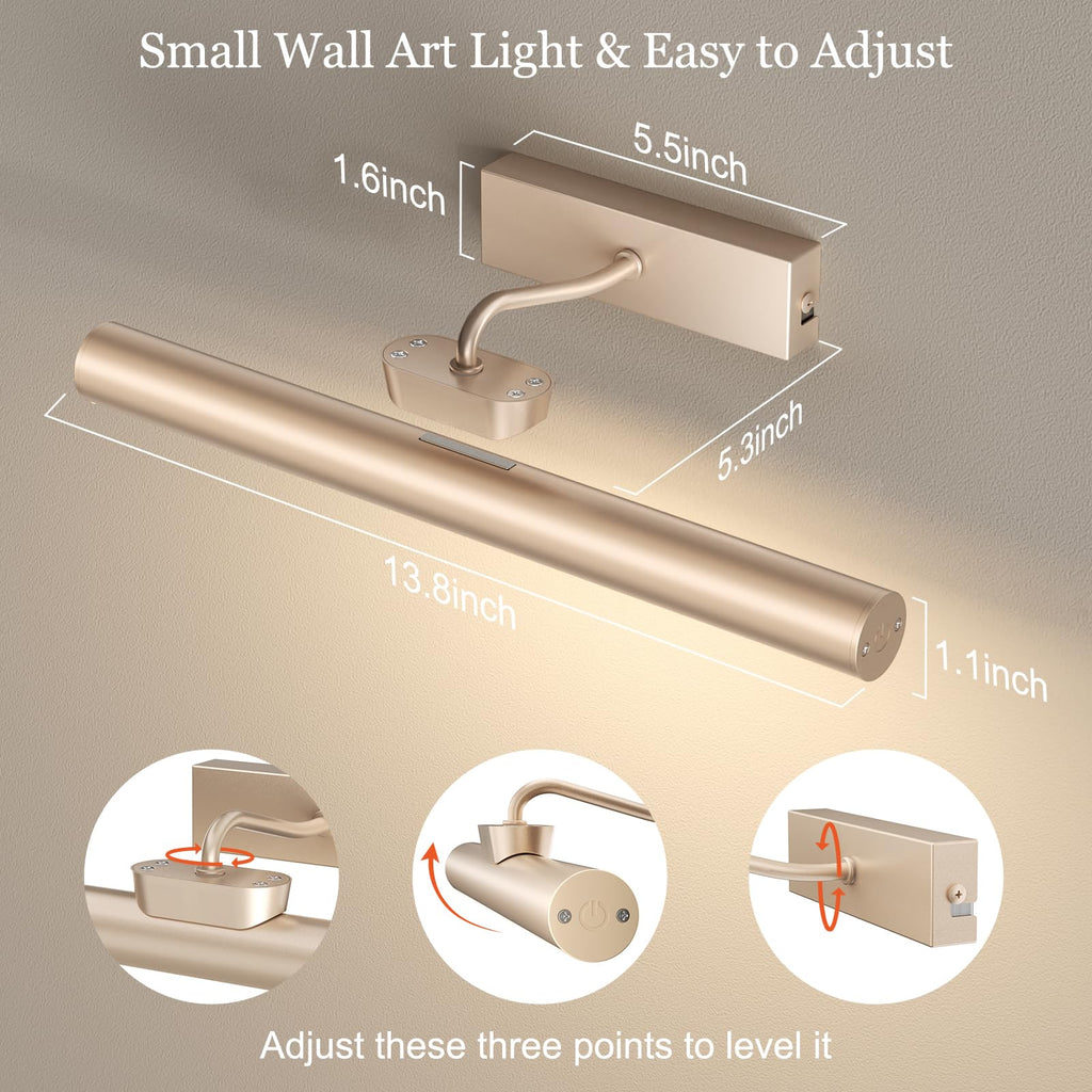 Picture Light for Wall, 4000mAh, 13.8 Inch, 2 Pack, Mocha Gold