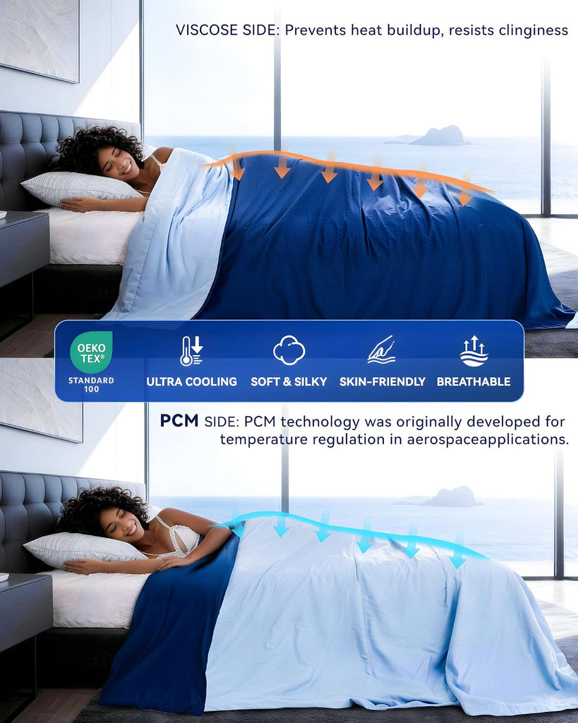 Cooling Blankets for Hot Sleepers PCM Technology Cold Comforter Q-Max >0.48 Summer Comforters Machine Washable Twin