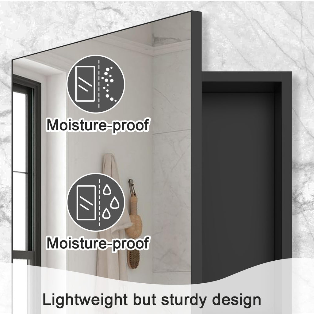 14 x 18 Black Medicine Cabinet, Aluminum Mirror Medicine Cabinet, Pre-Assembled Recessed/Surface-Mounted Medicine