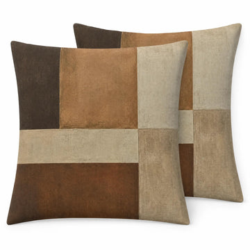 Wabi Sabi Abstract Block Throw Pillow Covers 18x18 Set of 2