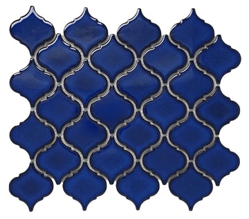 Premium Cobalt Blue 2 Inches Lantern Porcelain Mosaic Tile, Glossy Finish, Box of 20 Sheets Backsplash, Bathroom