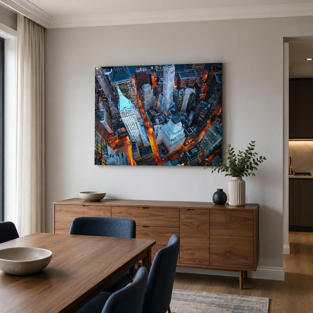New York Skyline Canvas Wall Art, Aerial City Streets Print, Gallery Wrapped Urban Photography Wall Decor Room, Ready