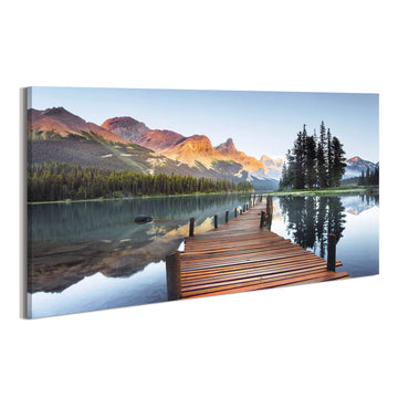 Lake Canvas Wall Art, Nature Landscape Dock Picture, 40x20 Inch
