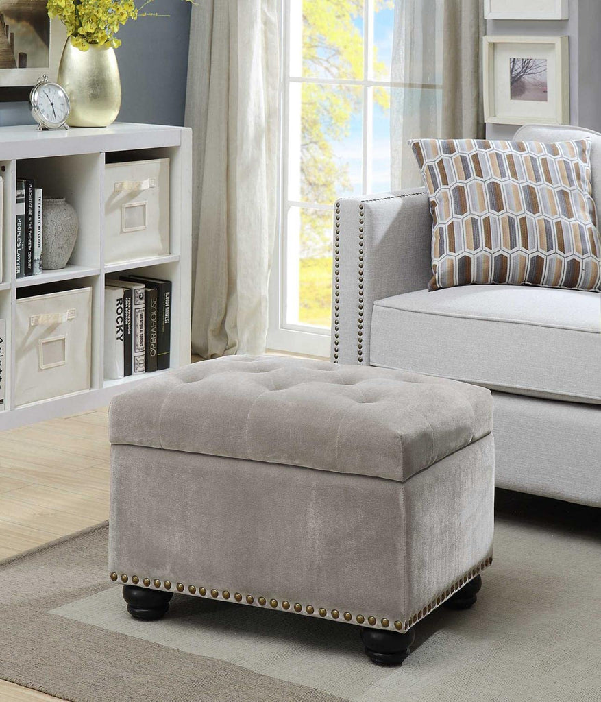 Designs4Comfort 5th Avenue Storage Ottoman 24" - Contemporary Foot Stool and Seat with Hinged Lid, Den, Light Taupe