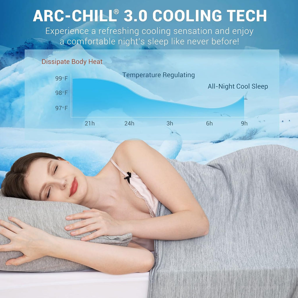 Cooling Satin Pillowcases for Hair & Skin with Zipper 20" x 30" and Cooling Blanket 90"x108" Gray Bundle
