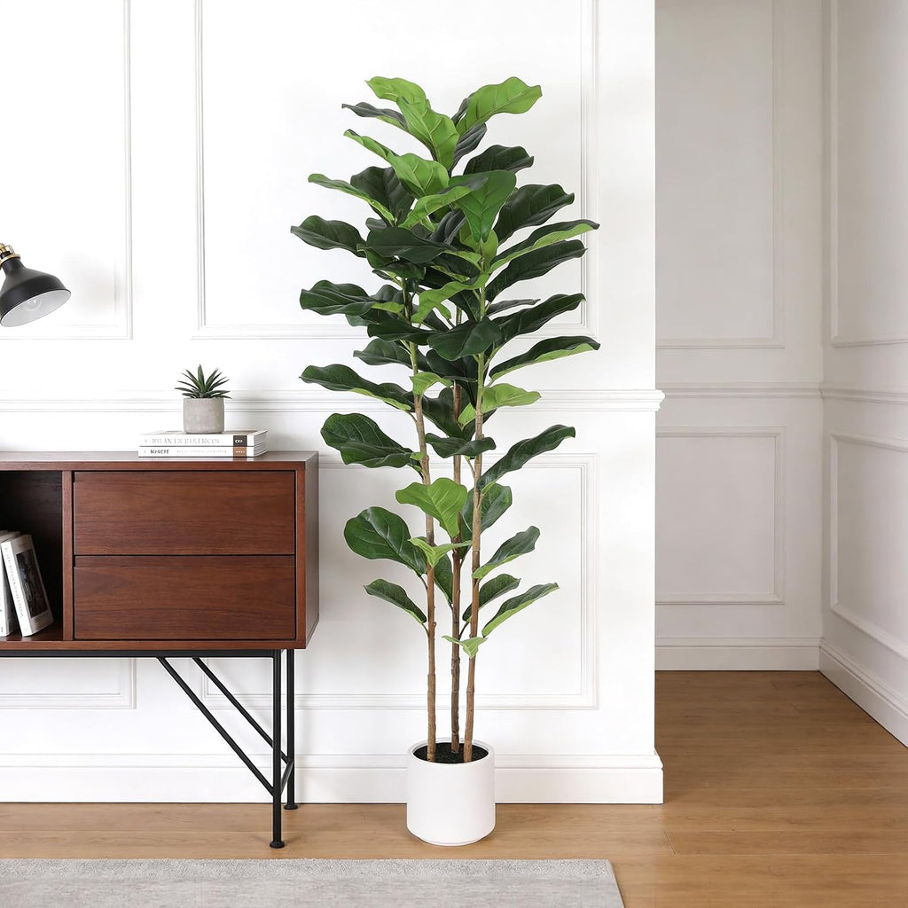 Artificial Fiddle Leaf Fig Tree 5FT Faux Fiddle Leaves Fig Tree Artificial Plants in Pot Outdoor Fake Tree Plants