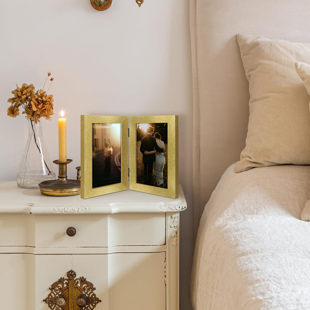 5x7 Double Picture Frame Gold, 2 Pack