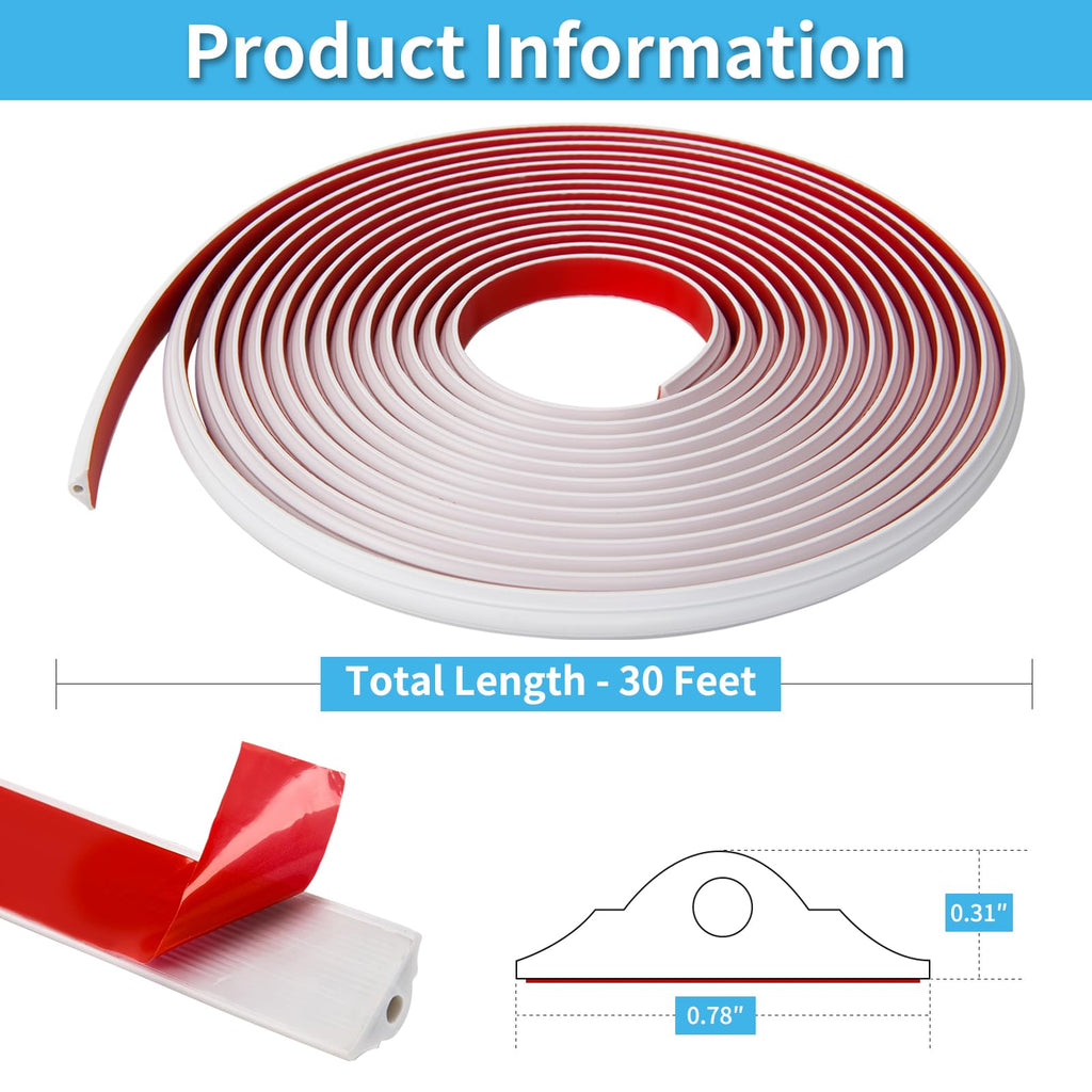 30 ft Flexible Peel and Stick Crown Molding Trim, Wall Decor, White