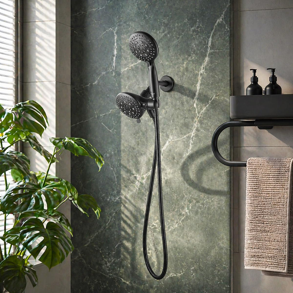 Dual Shower Head Combo, Handheld & Fixed, Matte Black