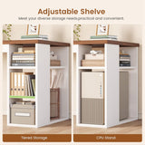55.1" Farmhouse Office Desk with 3 Drawers, Executive Desk with File Drawer & Storage Shelves