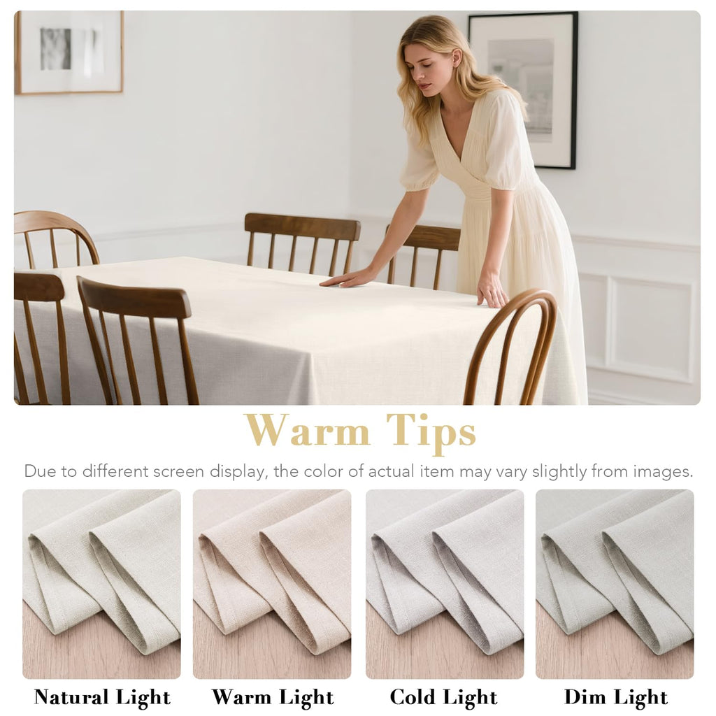 Linen Table Cloths Rectangle 60 x 104 Inch Premium Tablecloth Spill-Proof Waterproof Table Cover for Dining Buffet