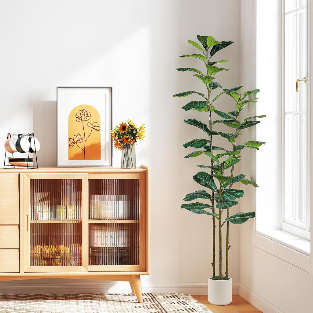 6ft Artificial Fiddle Leaf Fig Tree with Green Moss