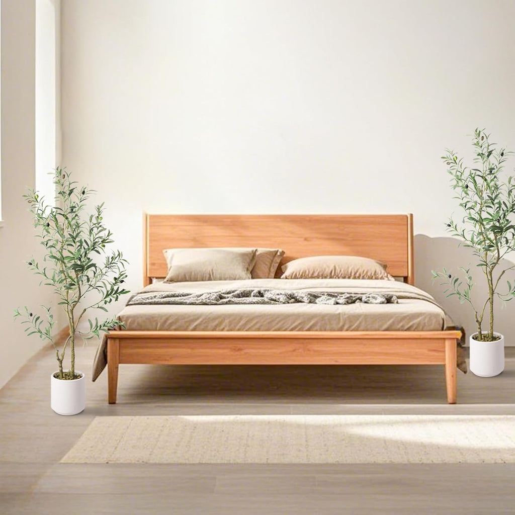 Fake Olive Tree 4FT Tall 2Pack with White Planter Decor