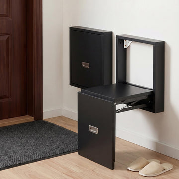 1 Pcs Wall Mounted Folding Chair, Modern Entryway Shoe Changing Stool, 330lbs Capacity, Extra-Wide Seat, Invisible