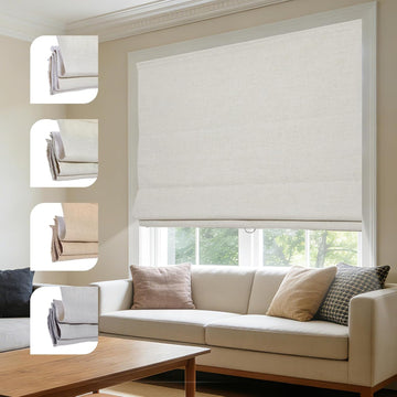 Blackout Roman Shades for Windows,Linen Fabric Roman Shades for Indoor Windows Cordless,Pull Down Window Blinds