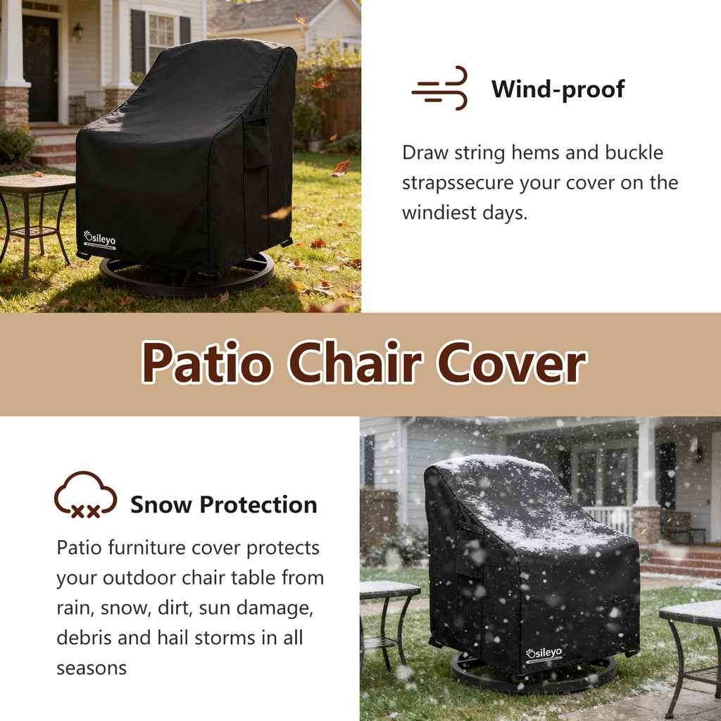 2 Pack, Swivel Lounge Chair Cover, Waterproof Heavy Duty Patio Furniture Covers for Outdoor Swivel Lounge Chair(33 W x