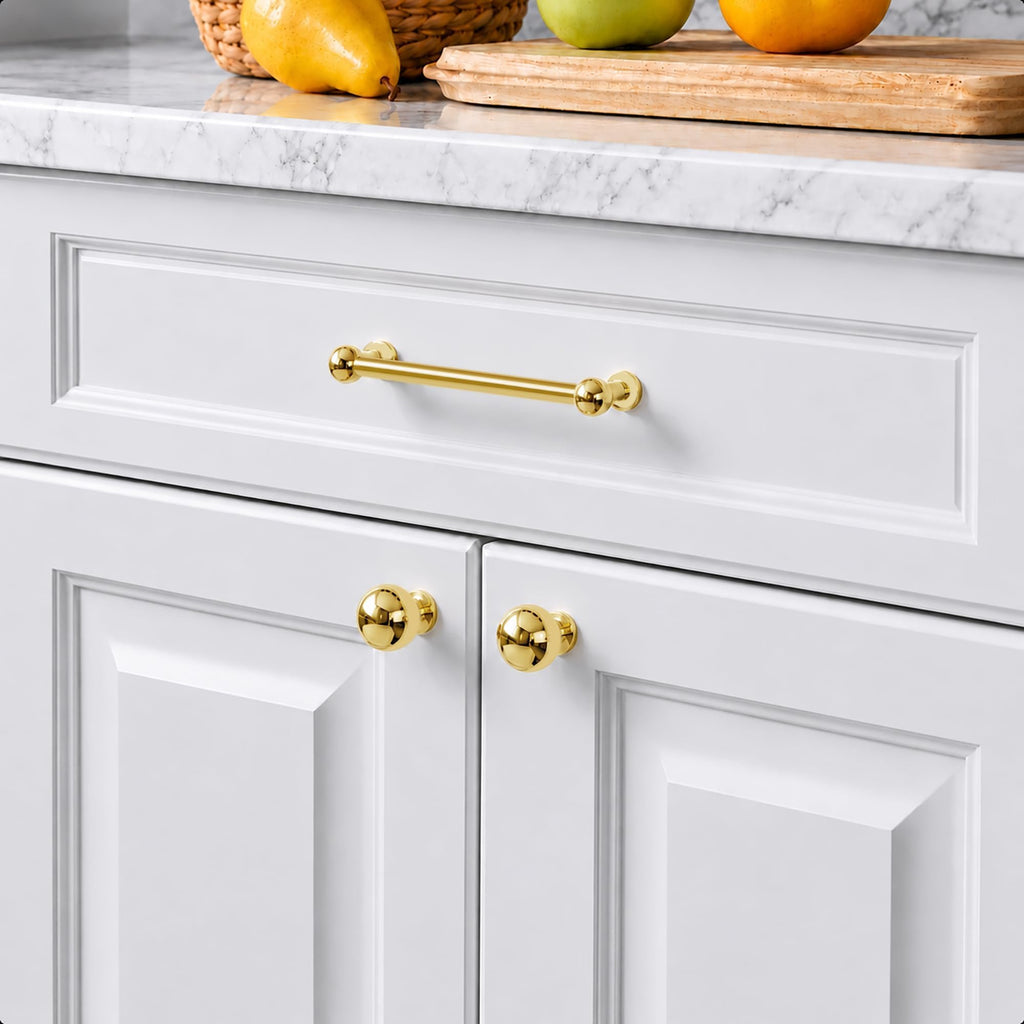 Unlacquered Brass Cabinet Pulls, 3" Hole Center Solid Brass