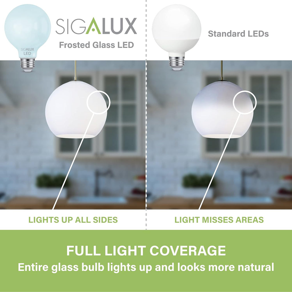 G25 LED Globe Light Bulb,Dimmable Vanity Light Bulb 60W Equivalent, E26 LED Filament Frosted Glass Bulb 5000K