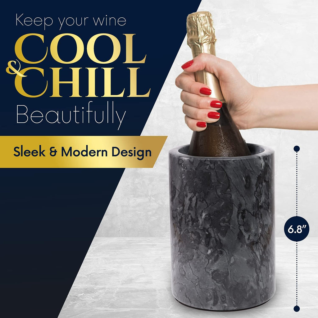 Marble Wine Chiller Bucket - Wine & Champagne Cooler for Parties, Dinner - Keep Wine & Beverages Cold, Wine Chillers