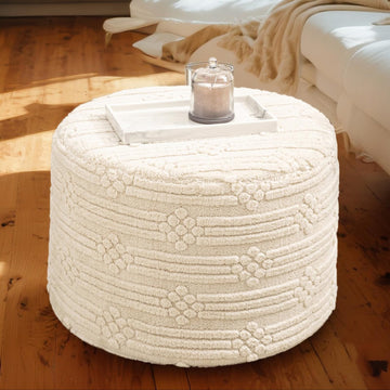 Ottoman Foot Rest, Linen, All-in-one Foam Pouf Footstool 20x14 in