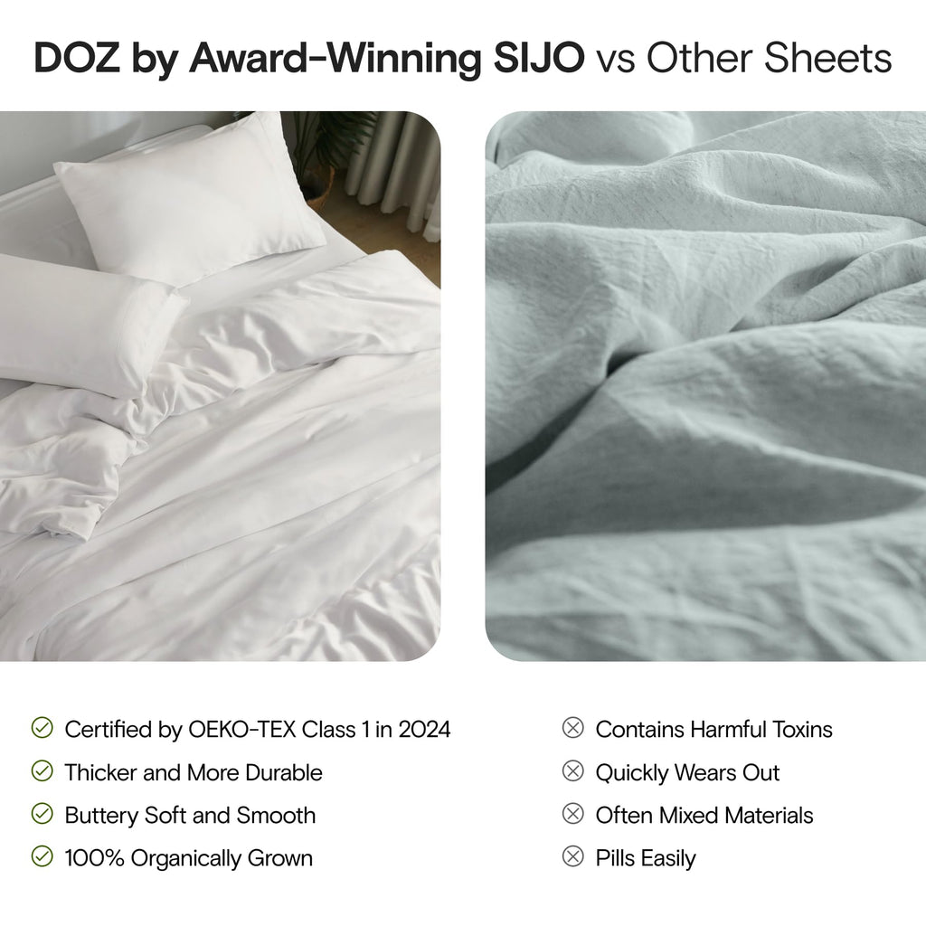 DOZ Sheet Set, 100% Viscose derived from Bamboo, Organically Grown, Buttery Soft, Cooling Sheets, High GSM, Deep