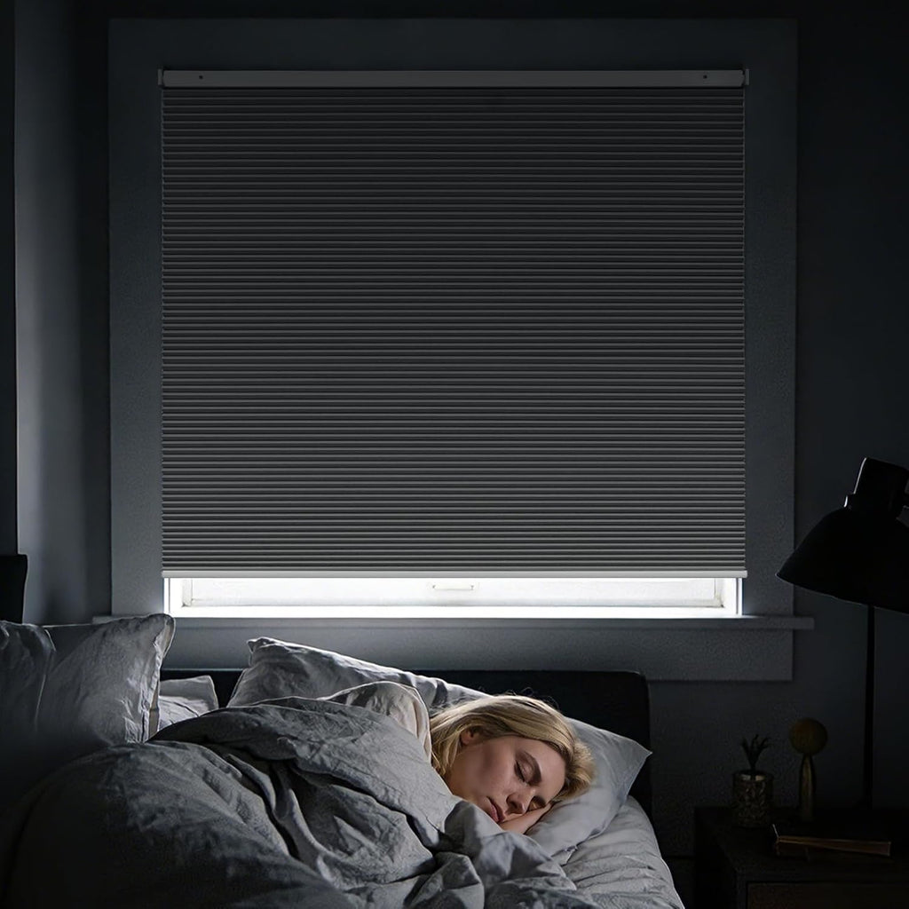 Cordless No Tools No Drill Cordless Cellular Shades, Blackout Light Blocking Honeycomb Shades, Thermal Insulation
