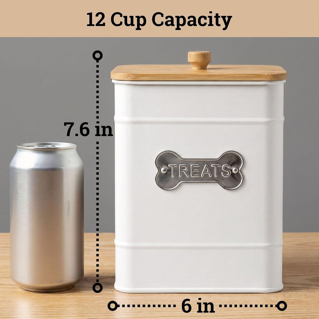 Dog Treat Container Airtight, 6"W x 8"H, Powder Coated, 12 Cup Capacity