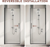 36" Wx72 H Frameless Reversible Pivot Shower Door, 1/4" Clear SGCC Tempered Glass, 304 Stainless Steel Hardware