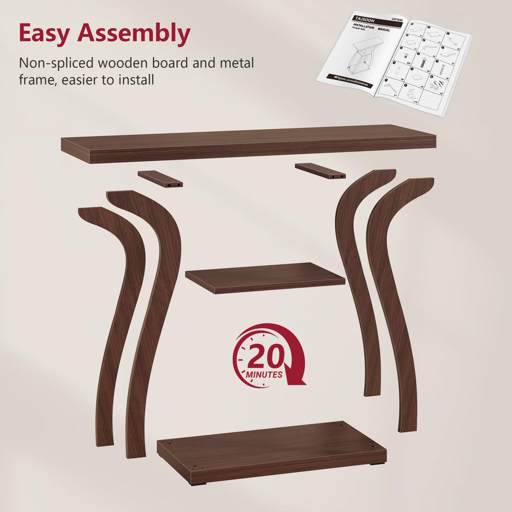 3-Tier Farmhouse Console Table 31.5", Walnut