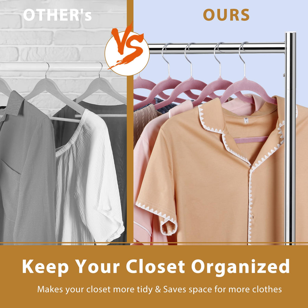 Velvet Hangers 100 Pack, Premium Clothes Hanger Slim Non-Slip Notched for Suit Coat Pants Dress, 360 Degree Swivel