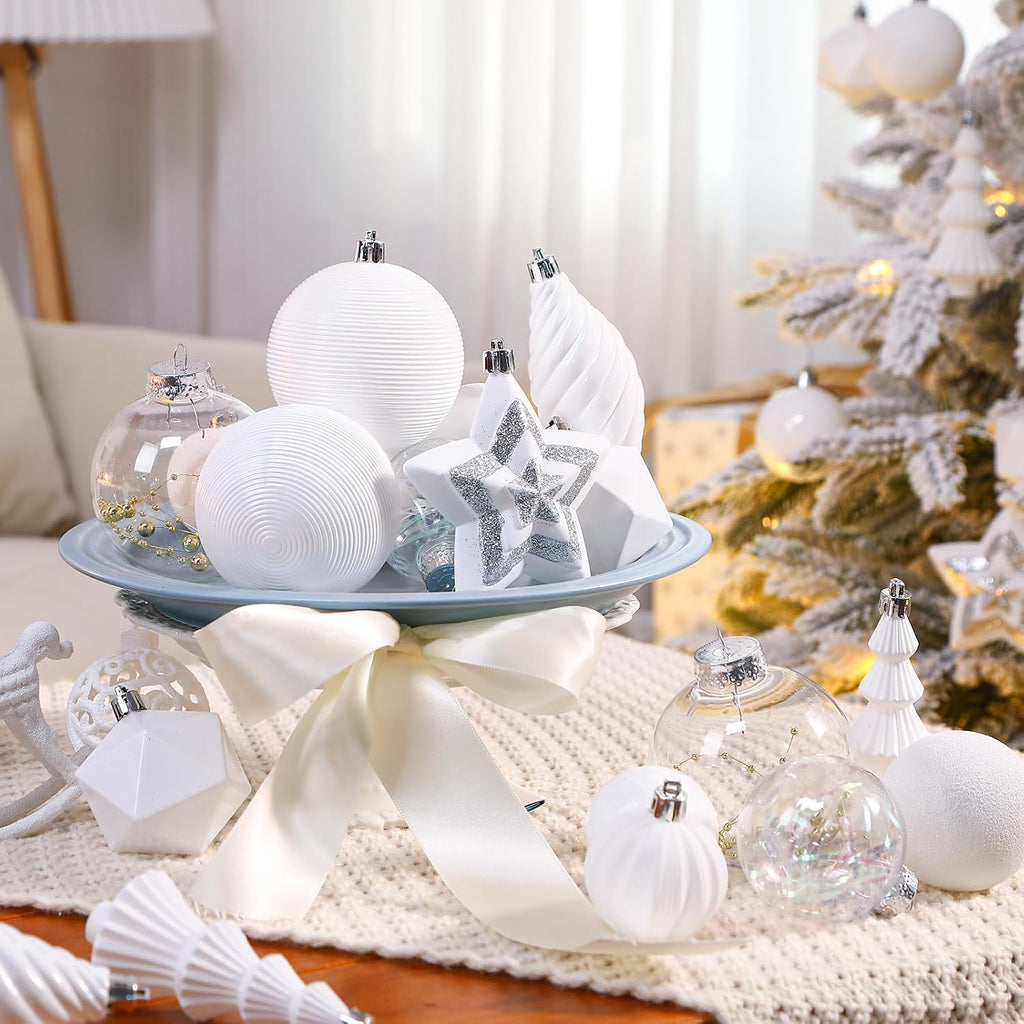 Christmas Tree Decorations Ornaments Set, Shatterproof Plastic Baubles Decorative Balls Decor Holiday Wedding - Set of 100