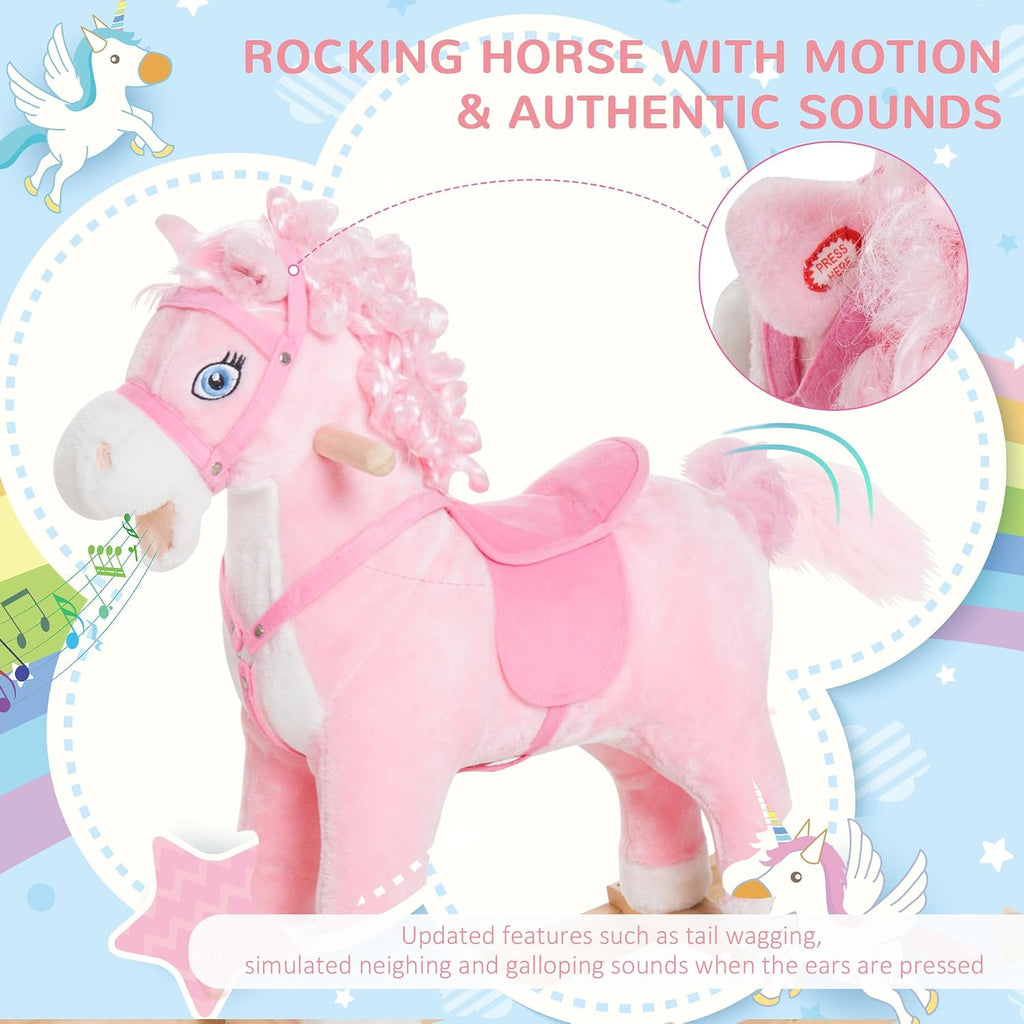 Kids Ride on Rocking Horse with Realistic Sounds for 3 Years Old